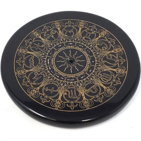 Black Agate Zodiac Incense Plate